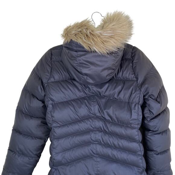 Marmot Womens Sz M Montreal Down Coat 700 Fill Hooded Faux-fur Trim Quilted Warm - Picture 7 of 16